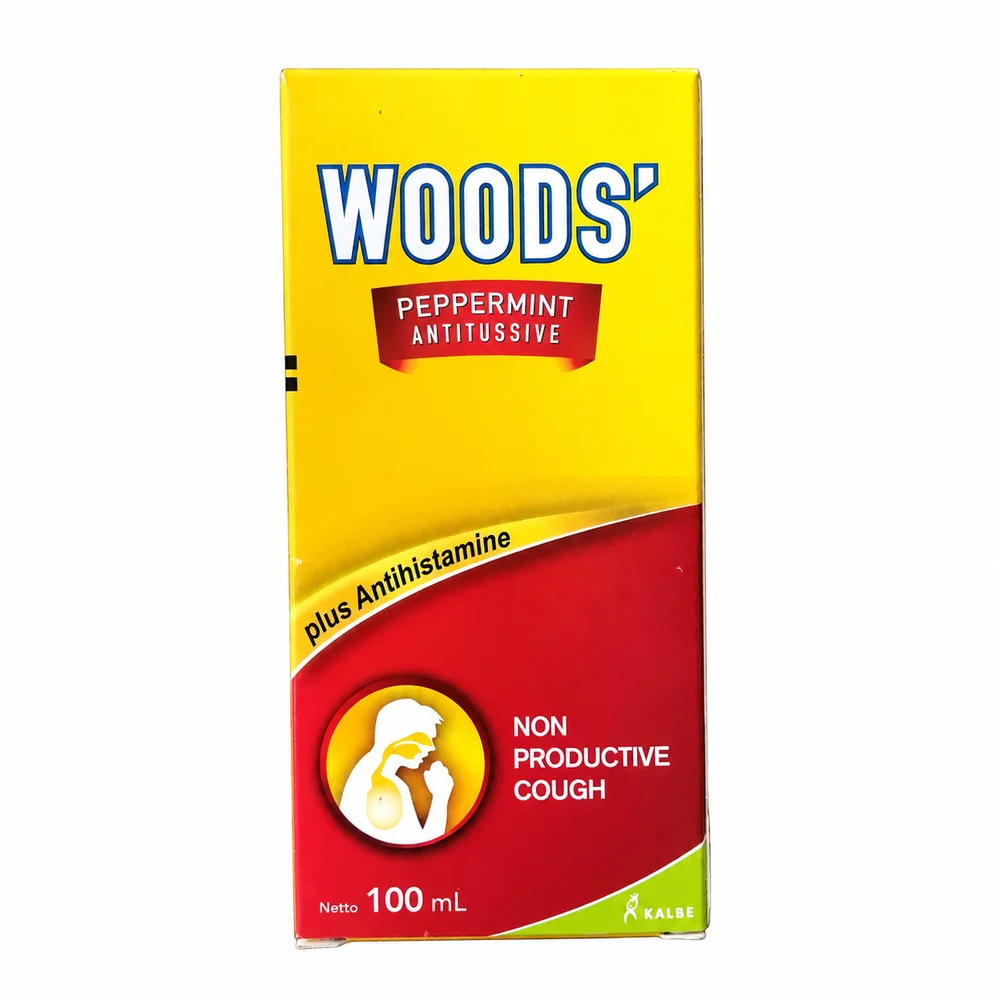 Woods' Peppermint Antitussive 100 ml — available at pharmacies in Cambodia on PharmKulen