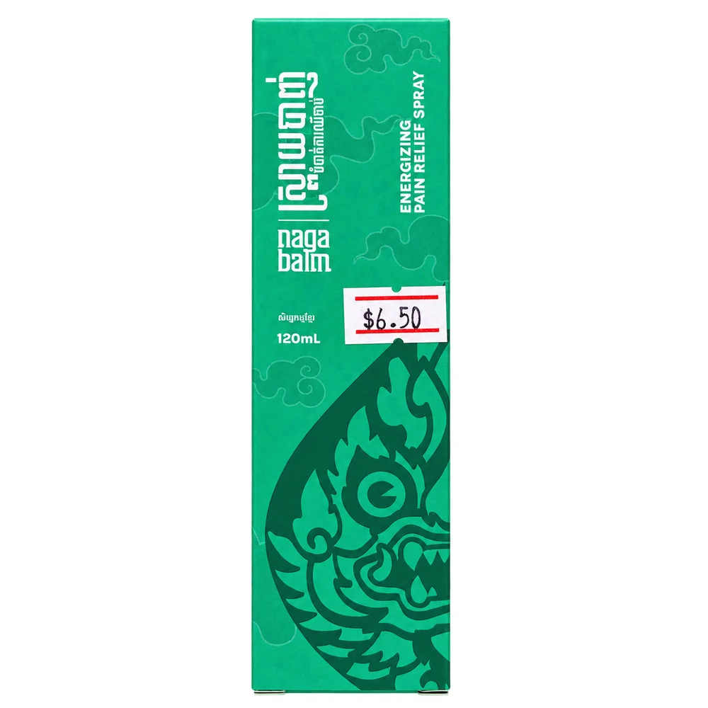 Naga Balm Energizing Pain Relief Spray — available at pharmacies in Cambodia on PharmKulen