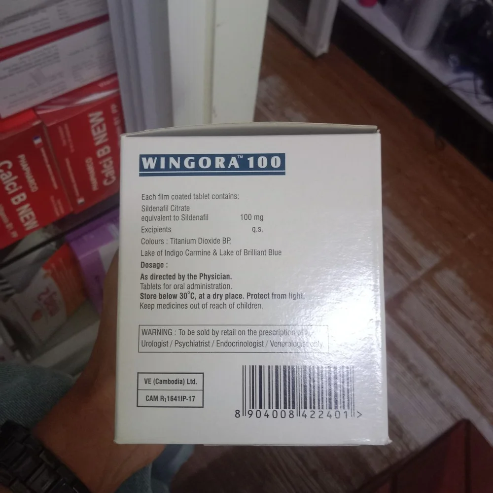 Wingora 100 — available at pharmacies in Cambodia on PharmKulen