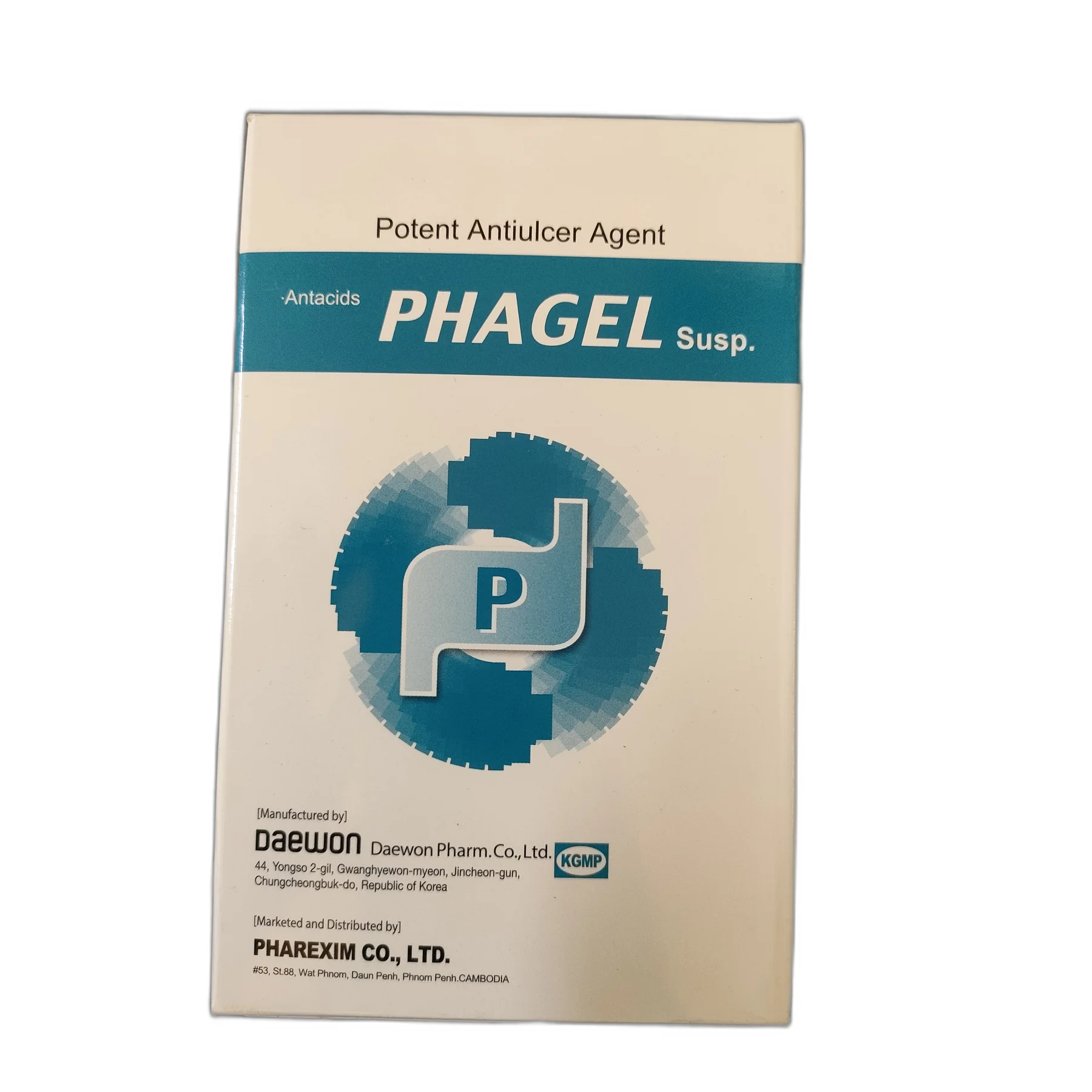 PHAGEL Susp. — available at pharmacies in Cambodia on PharmKulen