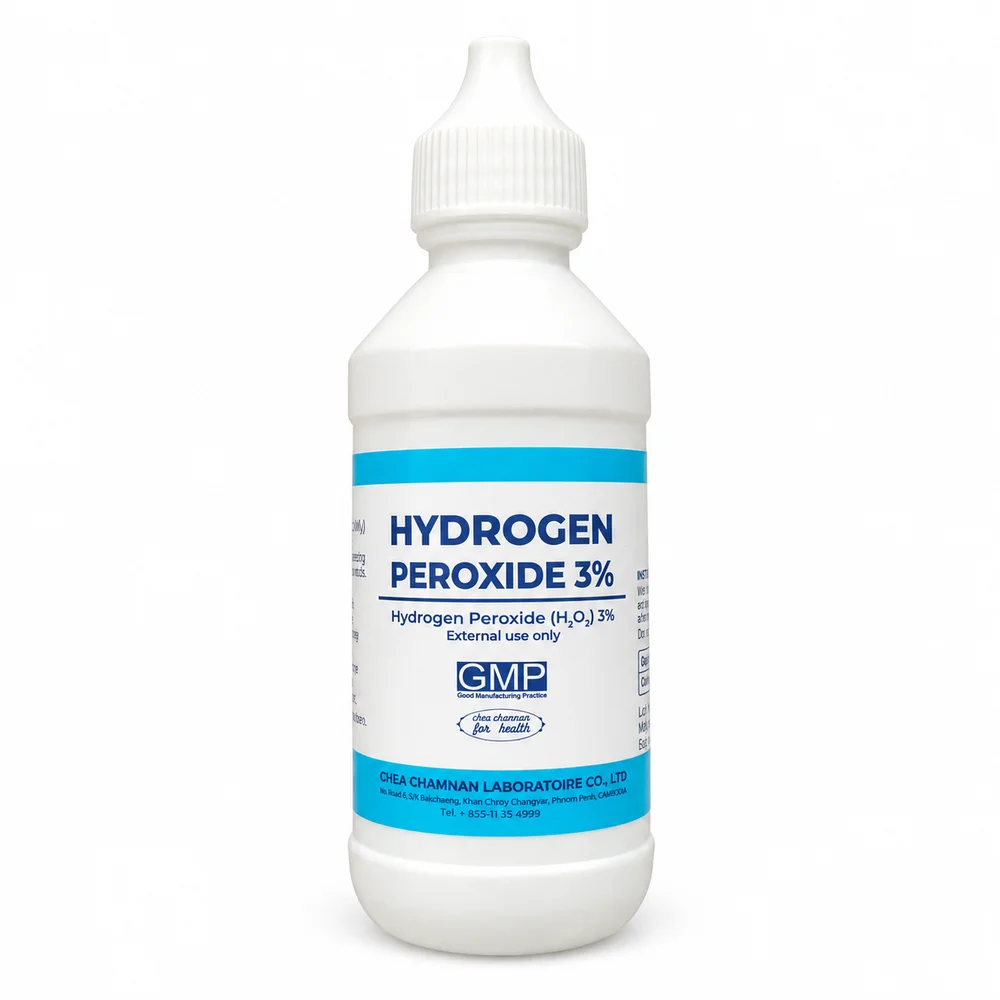 Hydrogen Peroxide — available at pharmacies in Cambodia on PharmKulen