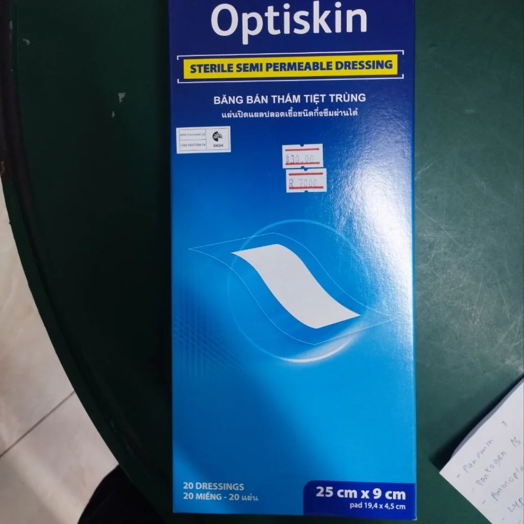Optiskin (25cm x 9cm) — available at pharmacies in Cambodia on PharmKulen