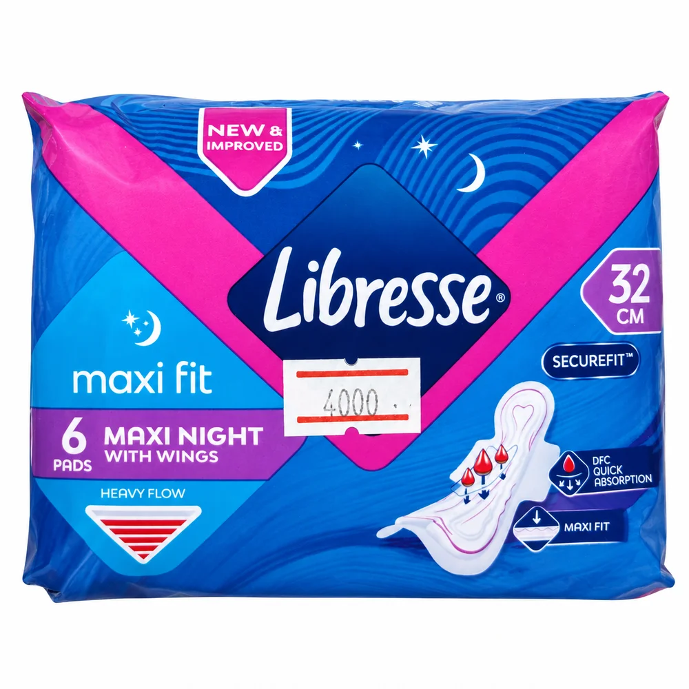 Libresse Maxi Fit Maxi Night Sanitary Pads (With Wings variant) — available at pharmacies in Cambodia on PharmKulen