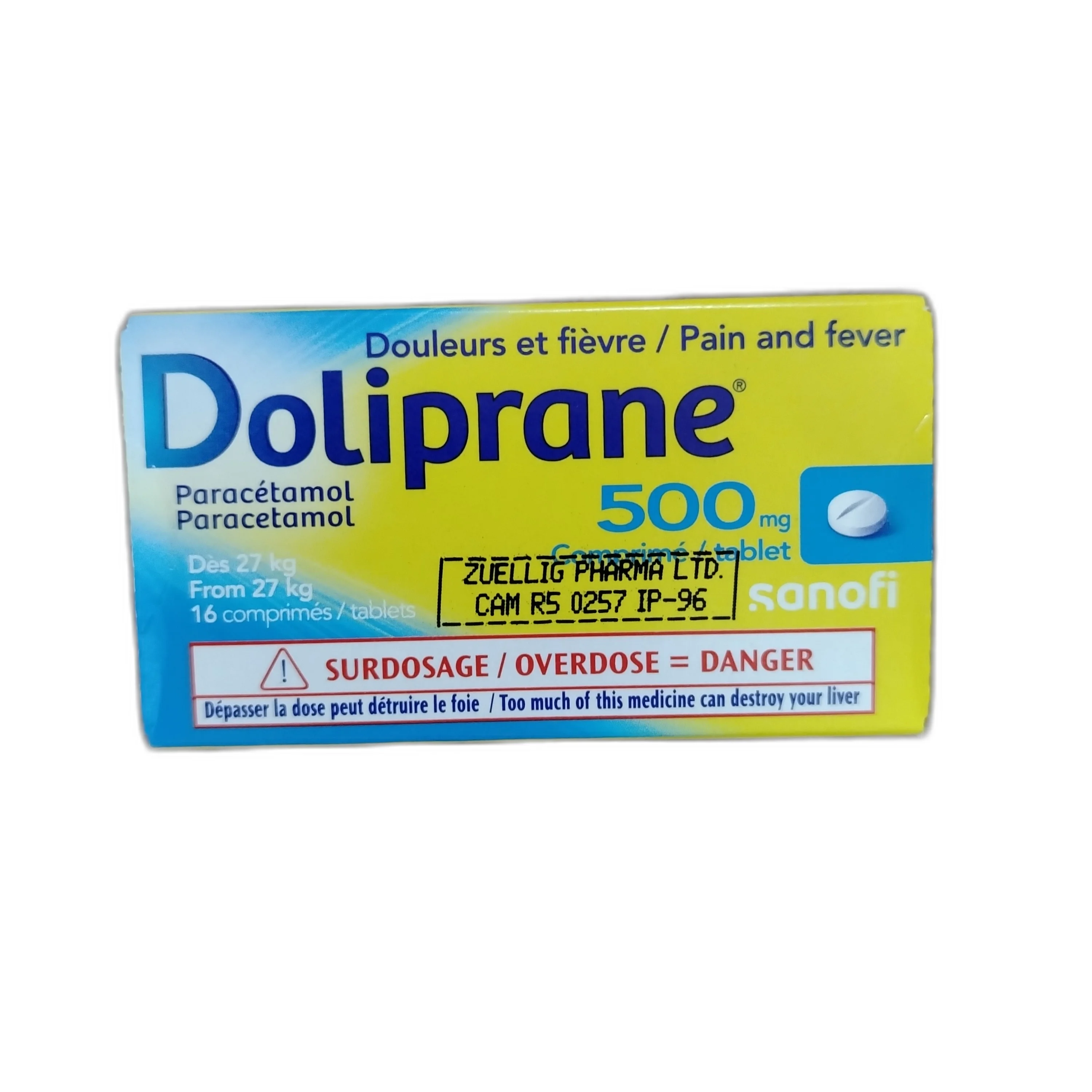 Doliprane — available at pharmacies in Cambodia on PharmKulen