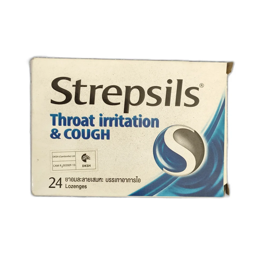 Strepsils Throat Irritation & Cough — available at pharmacies in Cambodia on PharmKulen