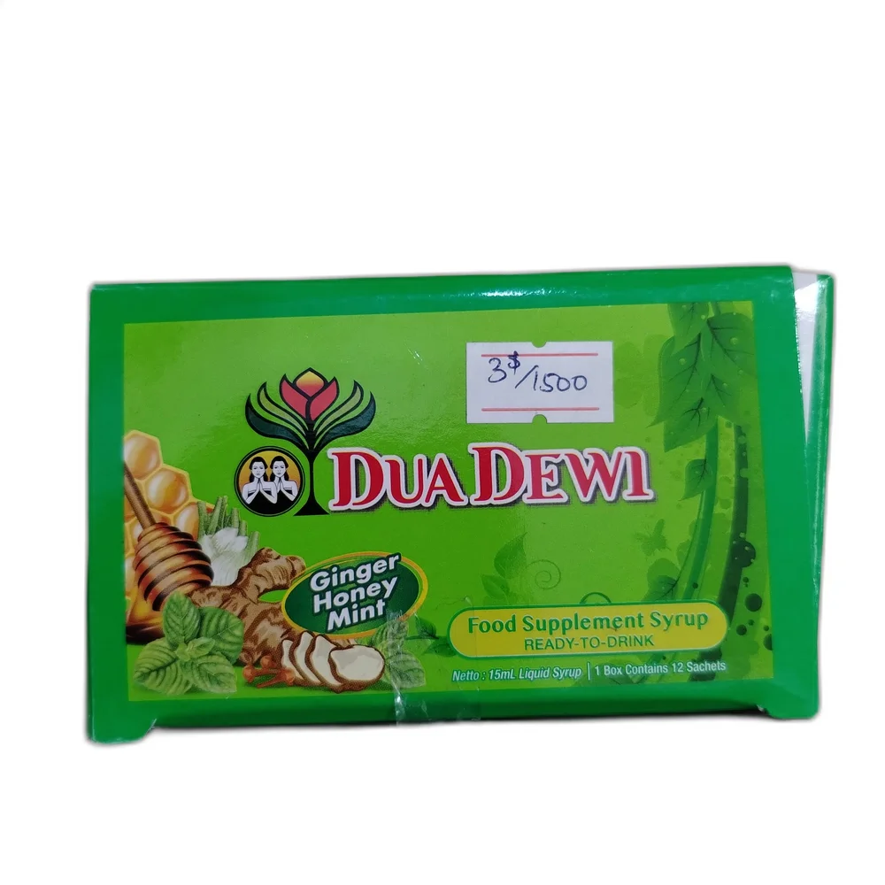 Dua Dewi Ginger Honey Mint — available at pharmacies in Cambodia on PharmKulen