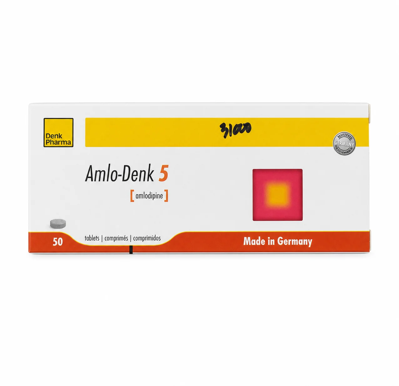 Amlo-Denk — available at pharmacies in Cambodia on PharmKulen
