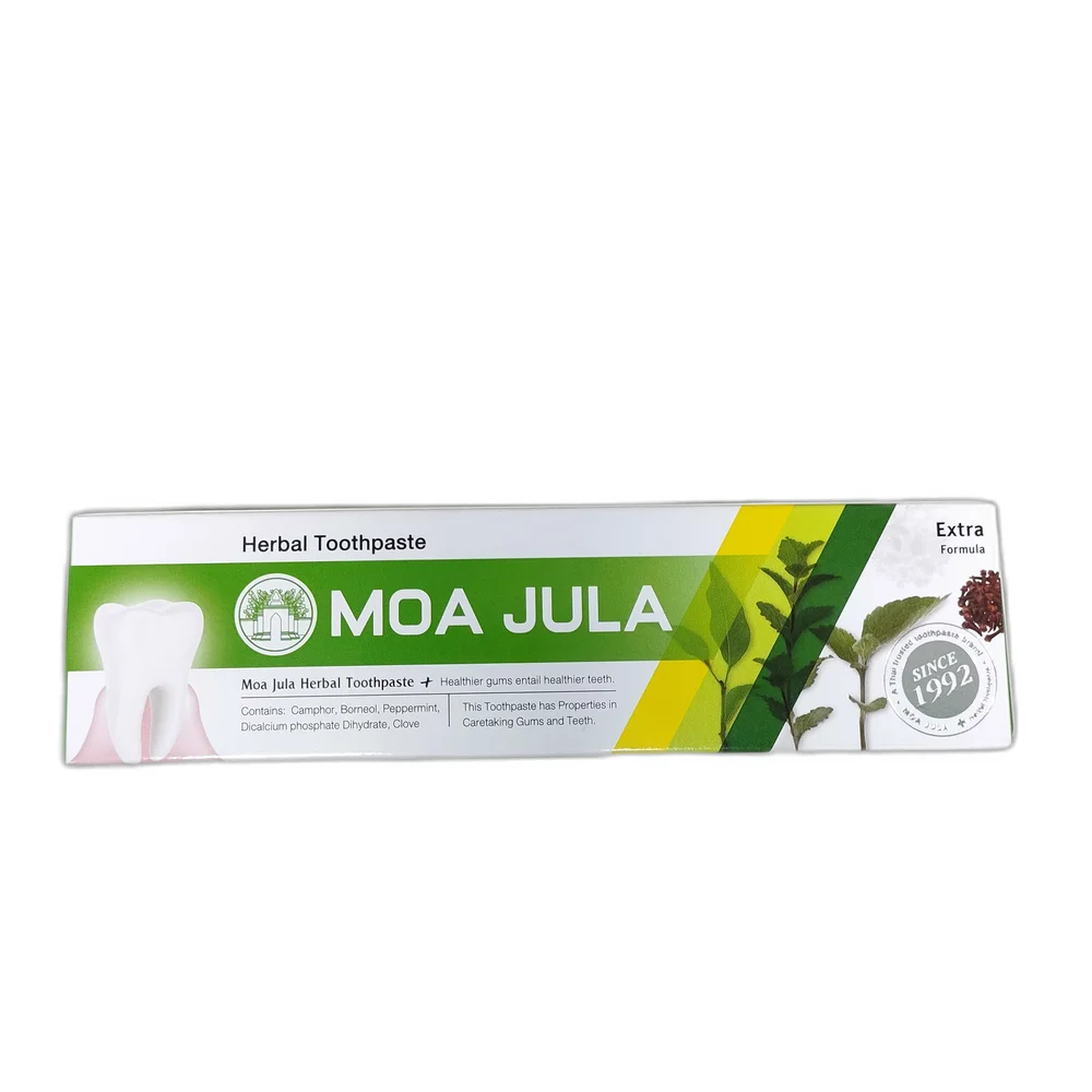 Moa Jula Herbal Toothpaste — available at pharmacies in Cambodia on PharmKulen