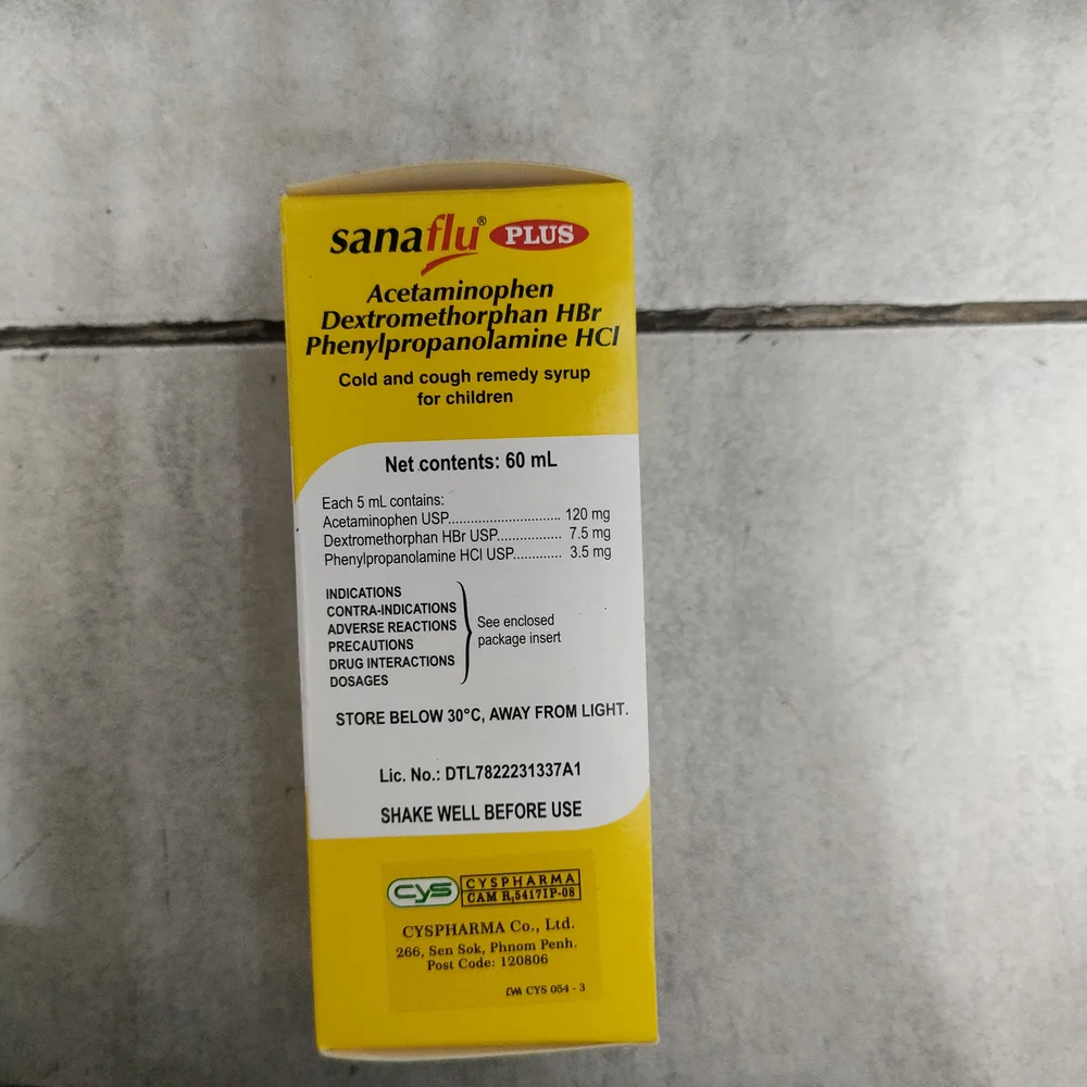 Sanaflu Plus — available at pharmacies in Cambodia on PharmKulen