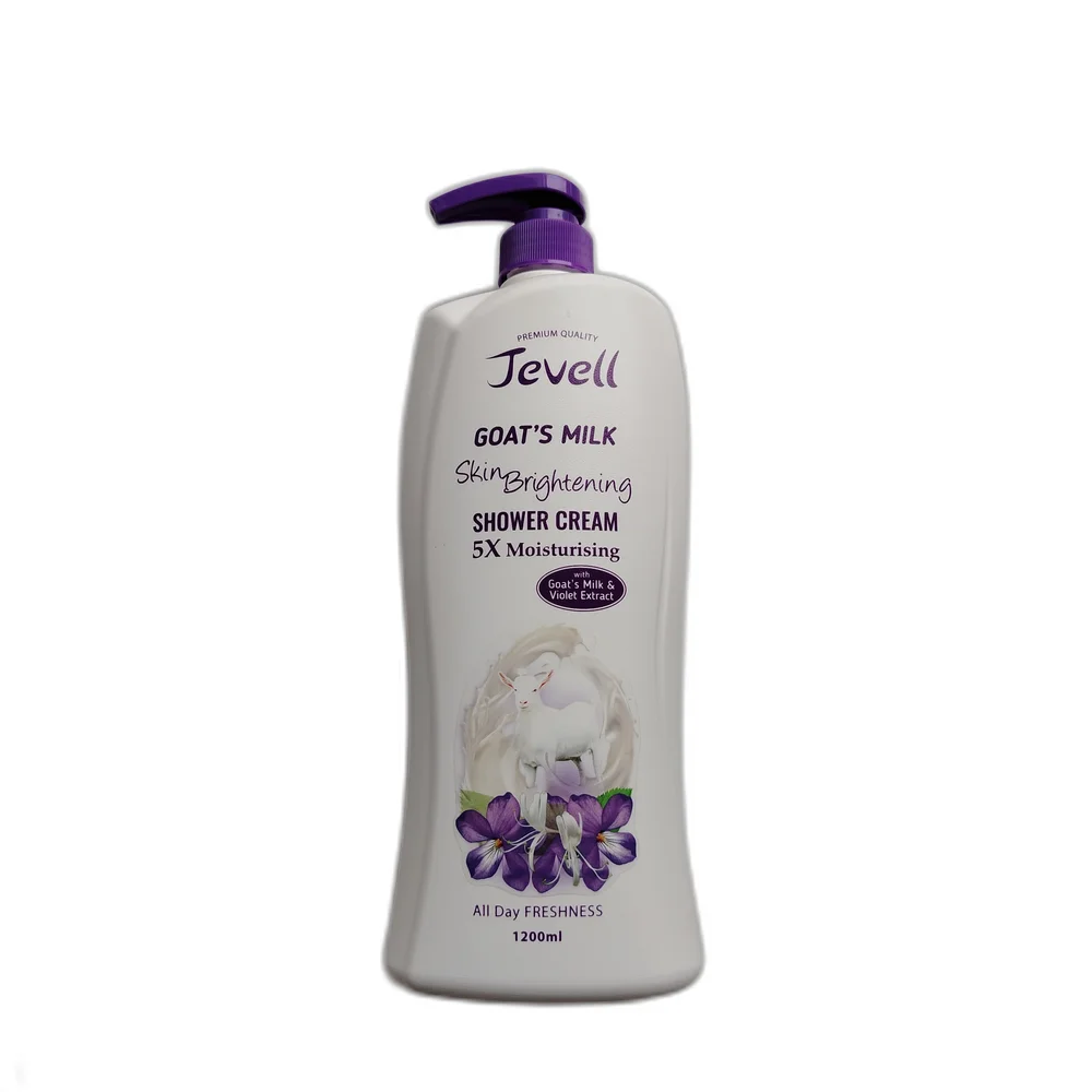Jevell Goat's Milk Skin Brightening Shower Cream 5X Moisturising (Violet, 1200 ml) — available at pharmacies in Cambodia on PharmKulen
