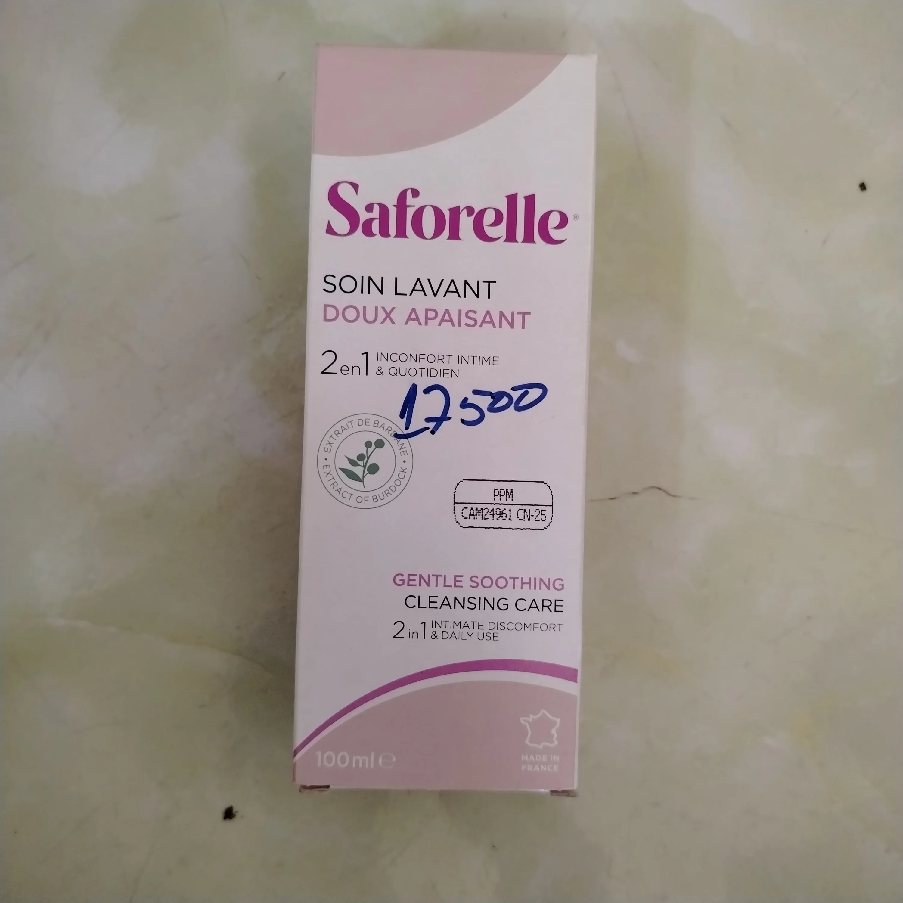Saforelle Gentle Soothing Cleansing Care — available at pharmacies in Cambodia on PharmKulen