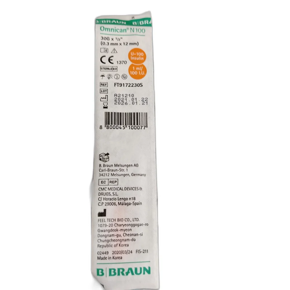 B. Braun Omnican N100 — available at pharmacies in Cambodia on PharmKulen