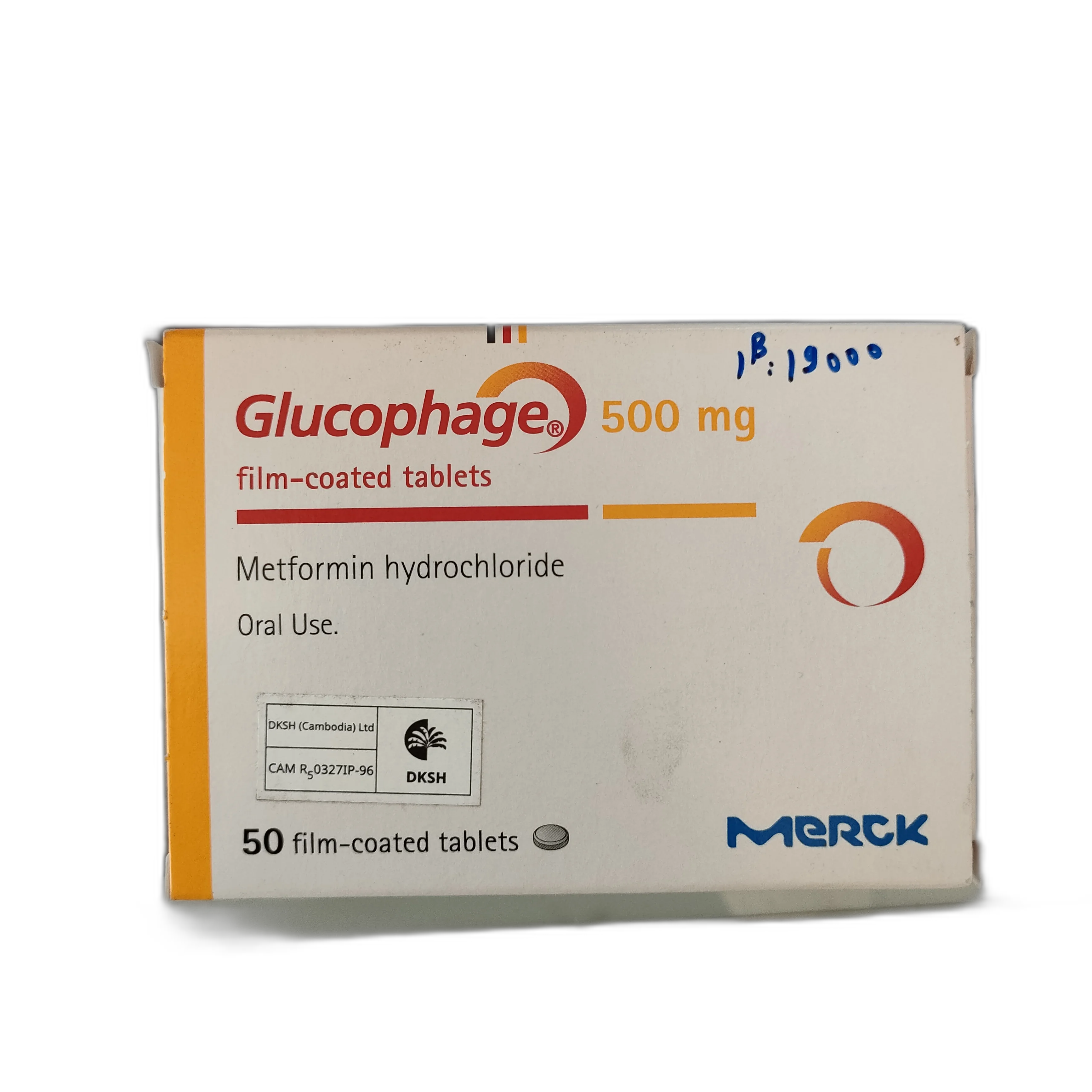 Glucophage 500 mg — available at pharmacies in Cambodia on PharmKulen