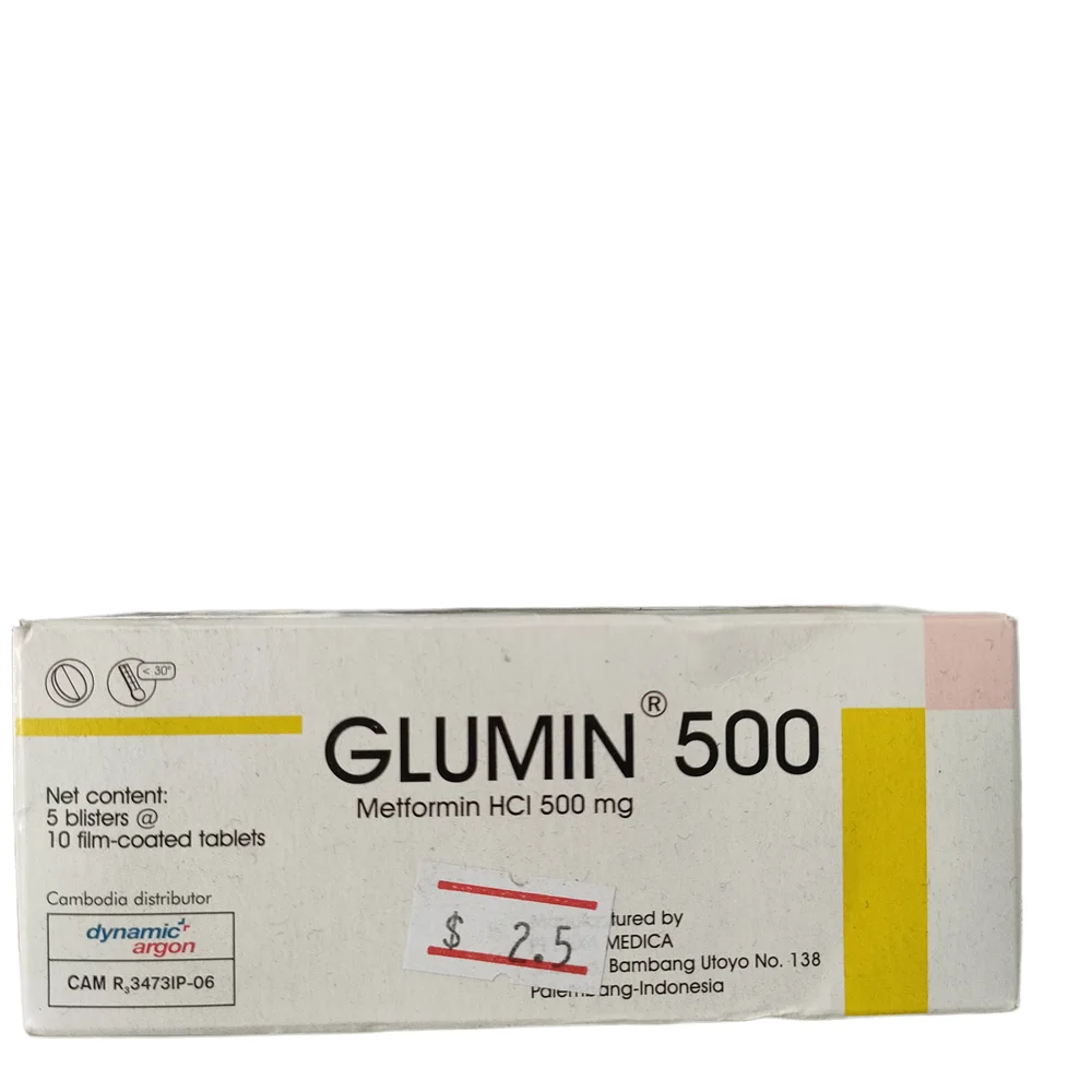 Glumin 500 — available at pharmacies in Cambodia on PharmKulen