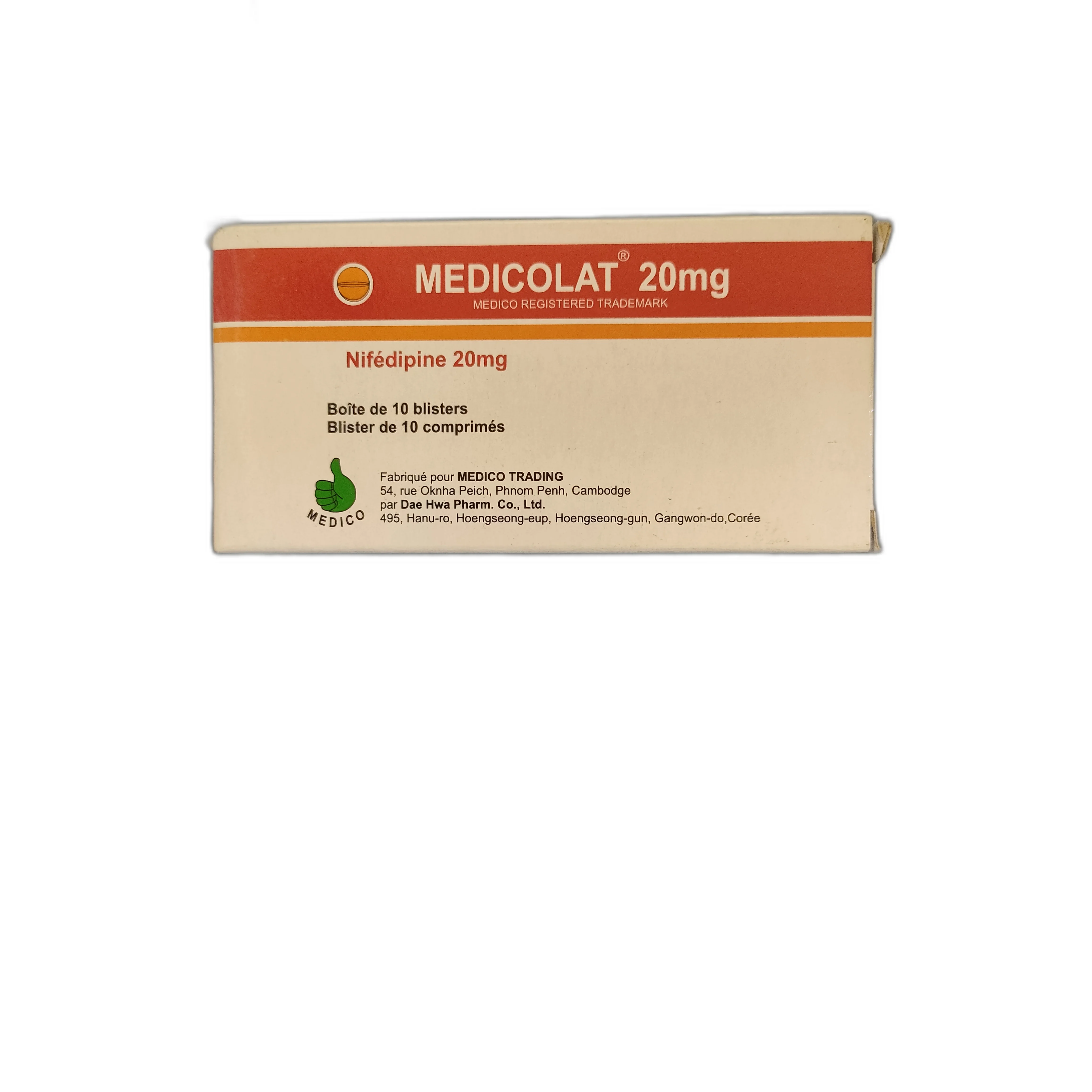 MEDICOLAT 20mg — available at pharmacies in Cambodia on PharmKulen