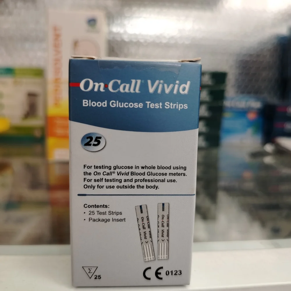 On Call Vivid Blood Glucose Test Strips — available at pharmacies in Cambodia on PharmKulen