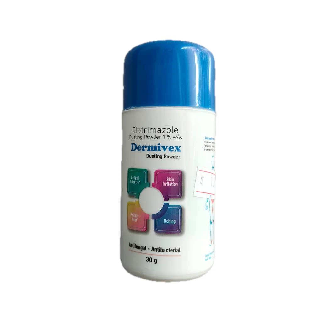 Dermivex Dusting Powder — available at pharmacies in Cambodia on PharmKulen