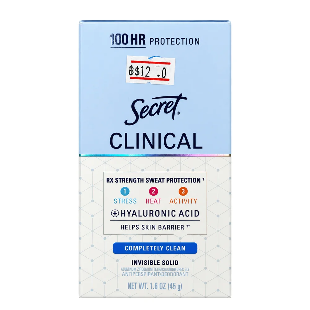 Secret Clinical Completely Clean 100 HR Invisible Solid Antiperspirant & Deodorant (1.6 oz / 45g) — available at pharmacies in Cambodia on PharmKulen
