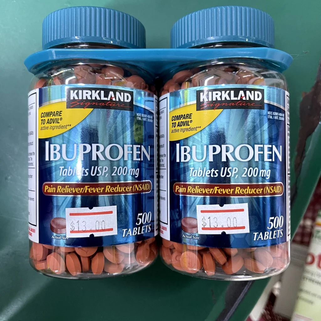 Kirkland Signature Ibuprofen — available at pharmacies in Cambodia on PharmKulen