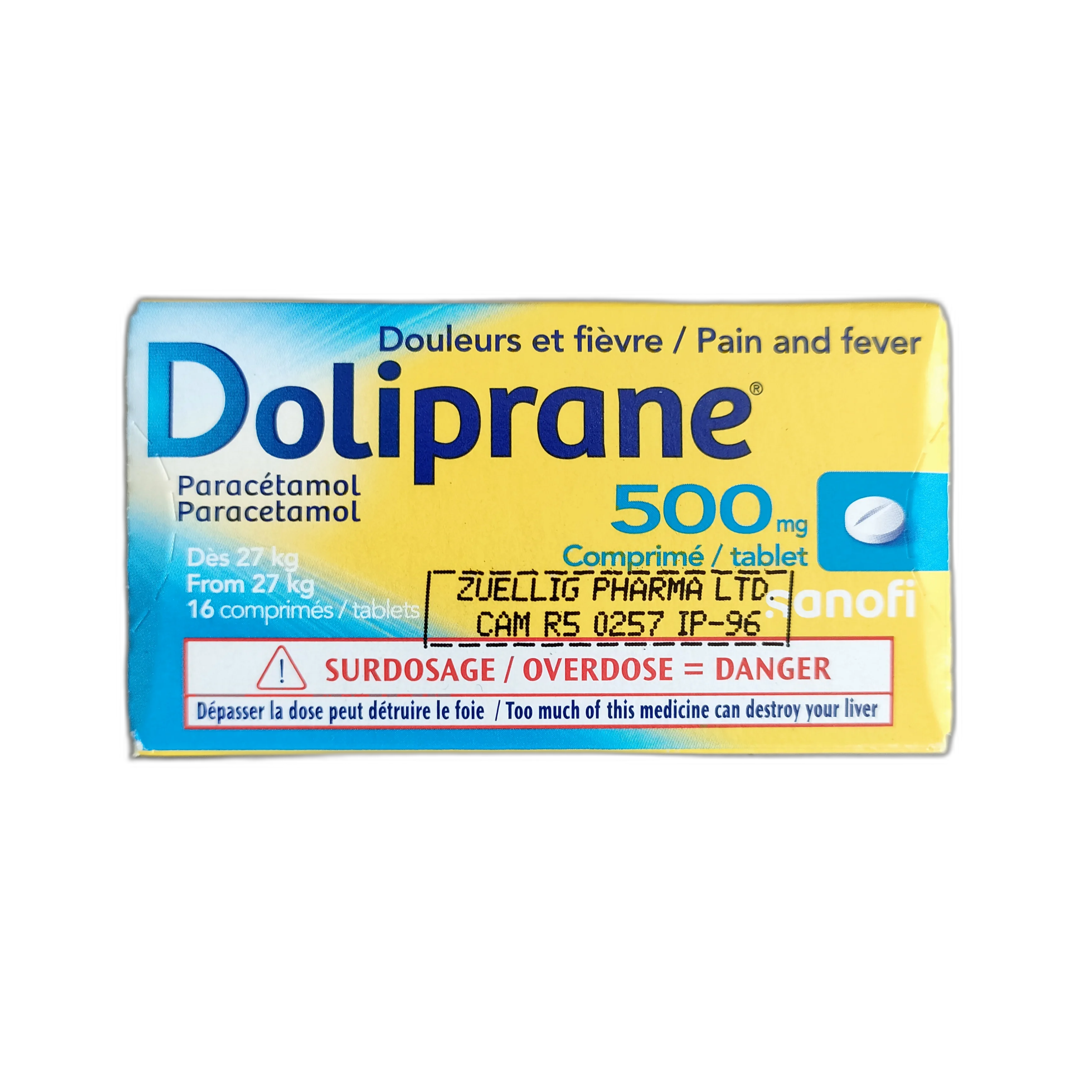 Doliprane 500mg — available at pharmacies in Cambodia on PharmKulen