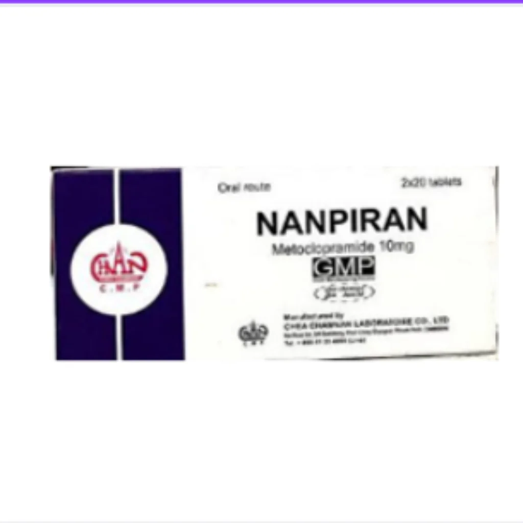 Nanpiran 10mg (Metoclopramide) Tablet — available at pharmacies in Cambodia on PharmKulen
