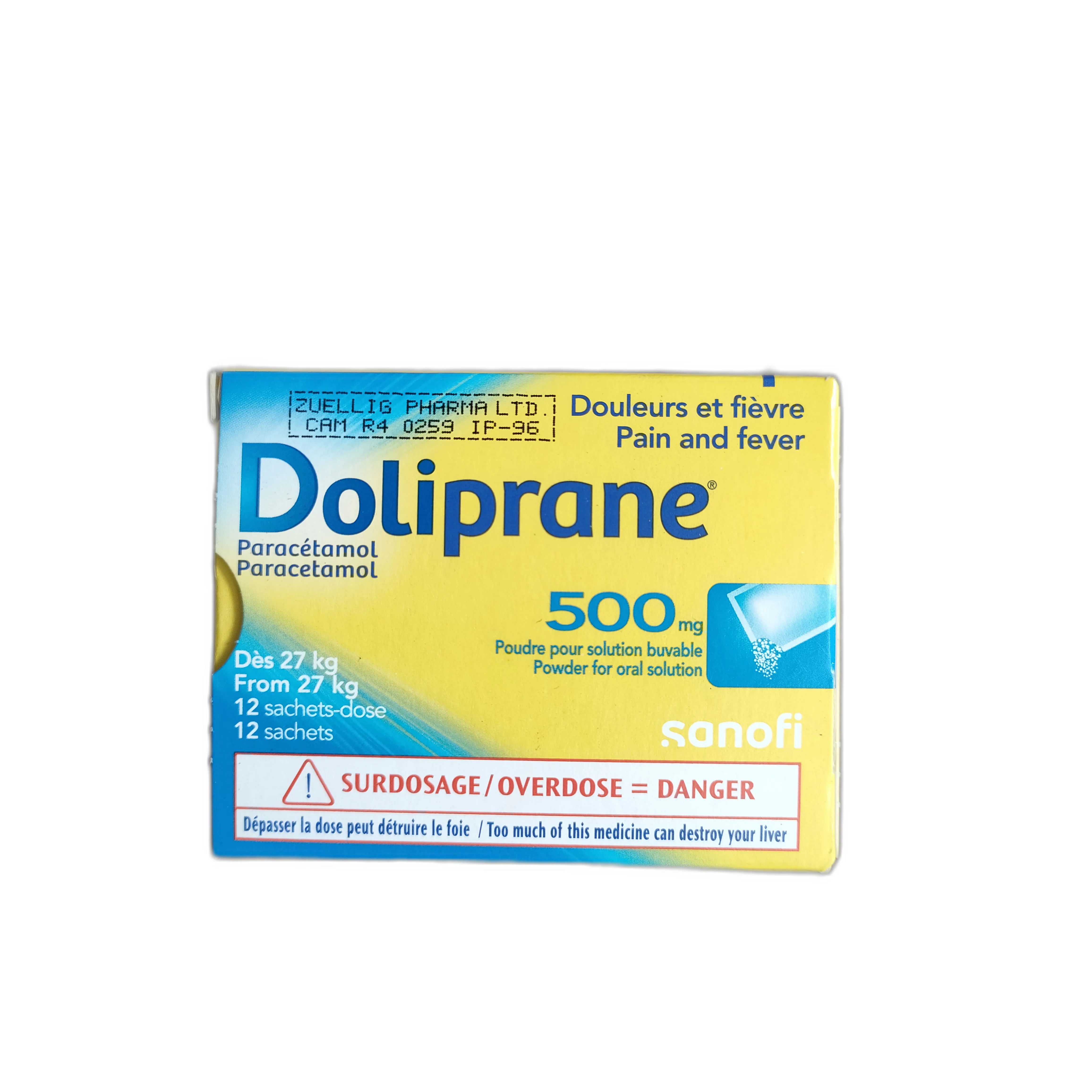 Doliprane — available at pharmacies in Cambodia on PharmKulen