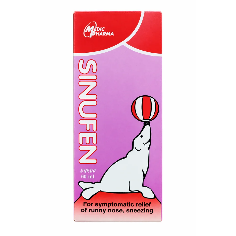 Sinufen Syrup — available at pharmacies in Cambodia on PharmKulen