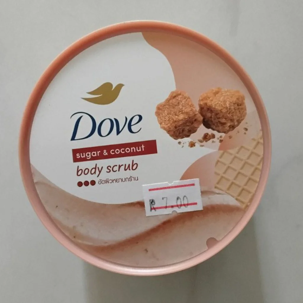 Dove Sugar & Coconut Body Scrub 200 g — available at pharmacies in Cambodia on PharmKulen