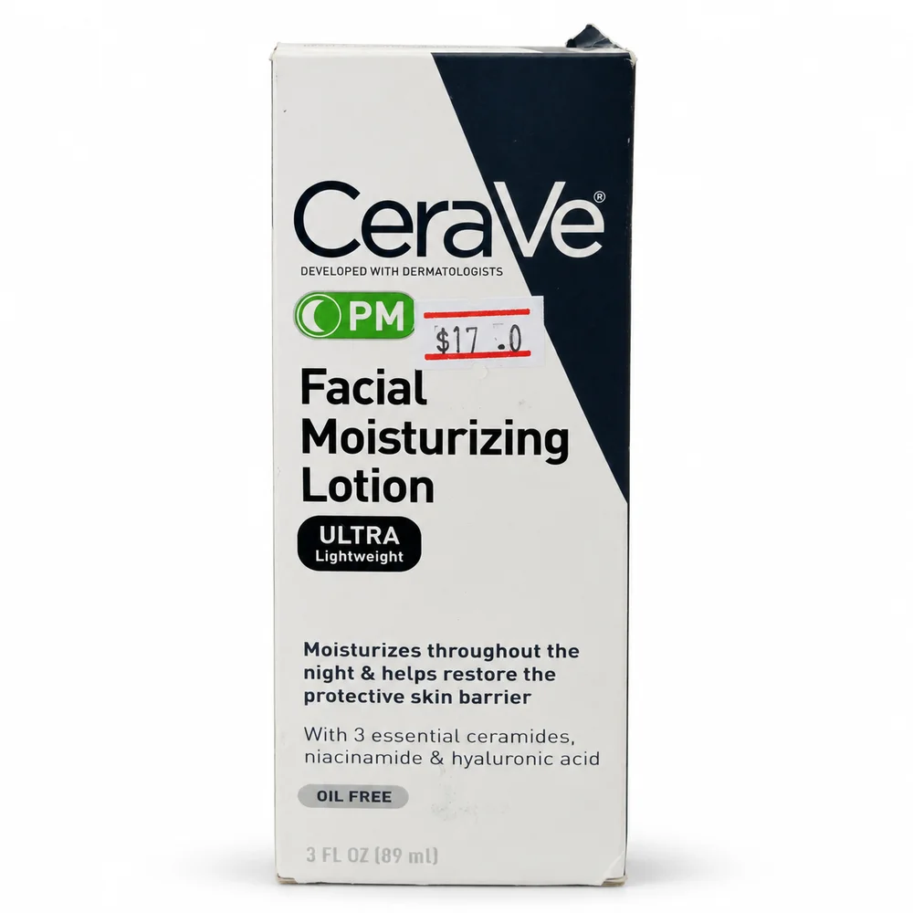 CeraVe PM Facial Moisturizing Lotion — available at pharmacies in Cambodia on PharmKulen