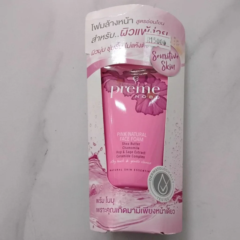 Preme Nobu Pink Natural Face Foam — available at pharmacies in Cambodia on PharmKulen
