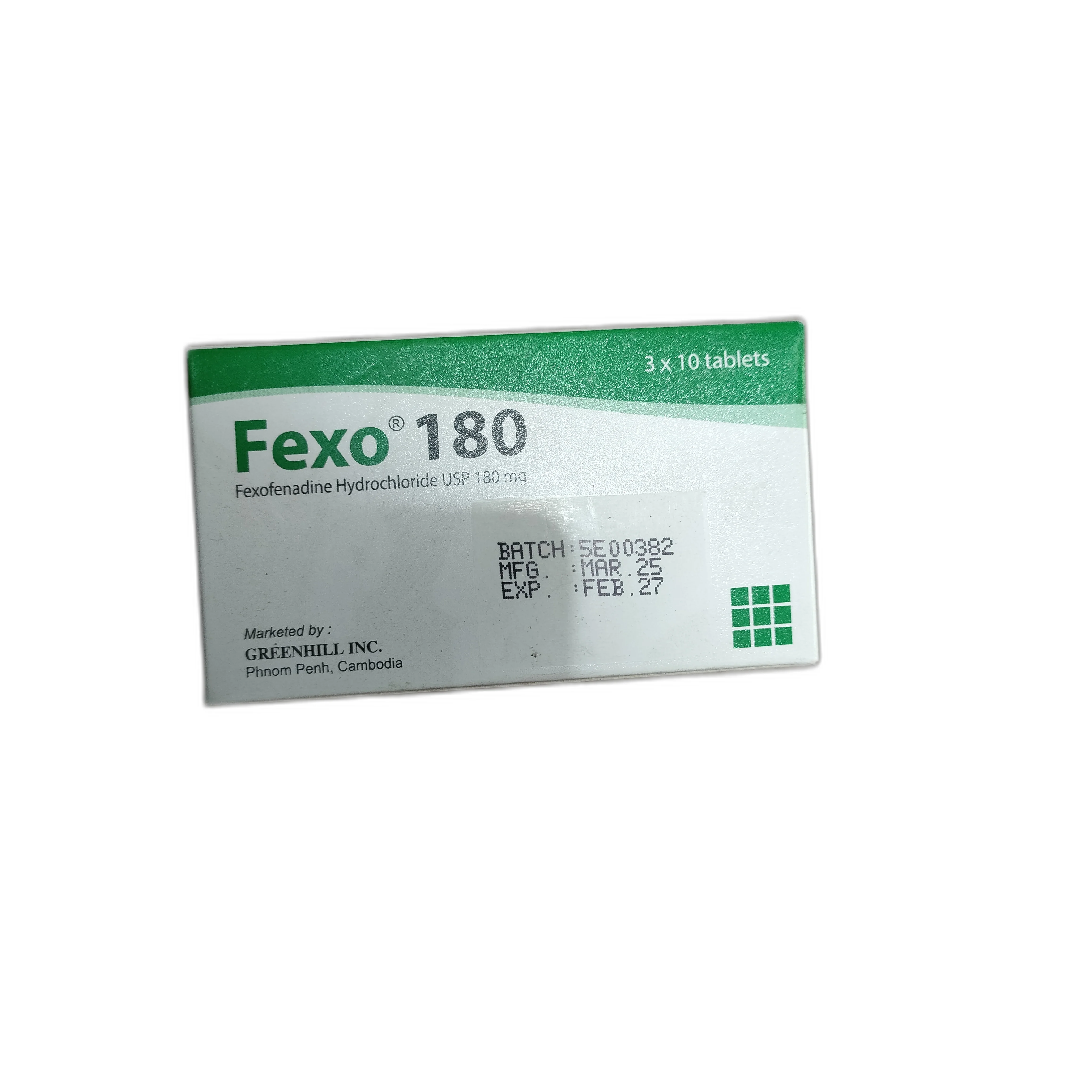 Fexo 180 — available at pharmacies in Cambodia on PharmKulen