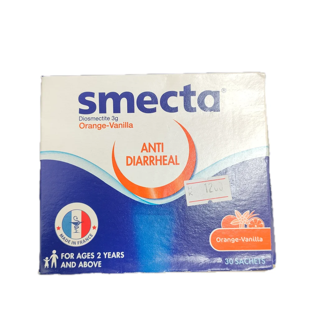 Smecta Orange-Vanilla — available at pharmacies in Cambodia on PharmKulen