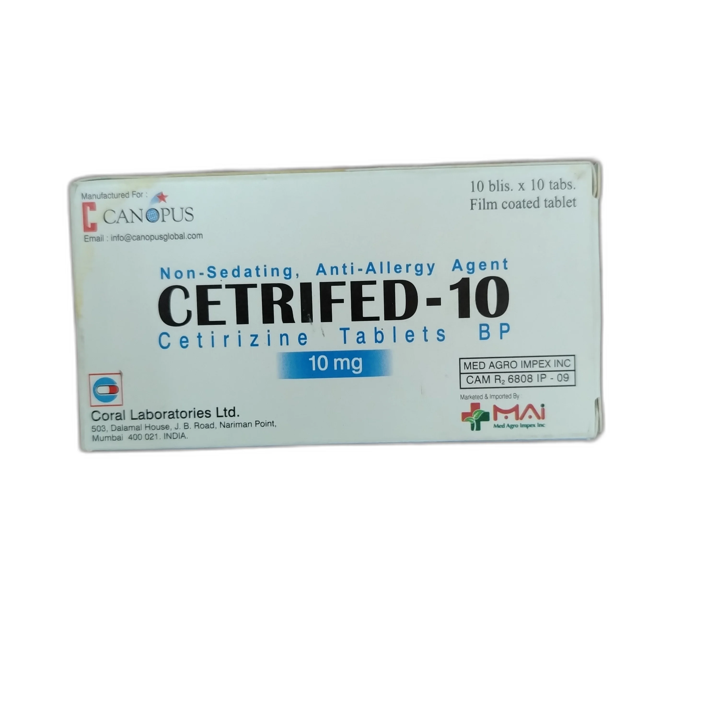 Cetrifed-10 — available at pharmacies in Cambodia on PharmKulen