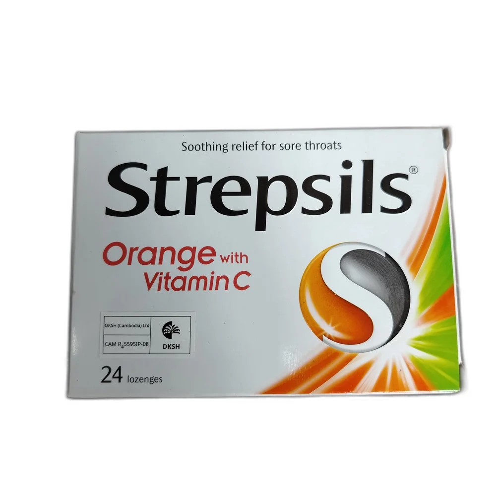 Strepsils — available at pharmacies in Cambodia on PharmKulen