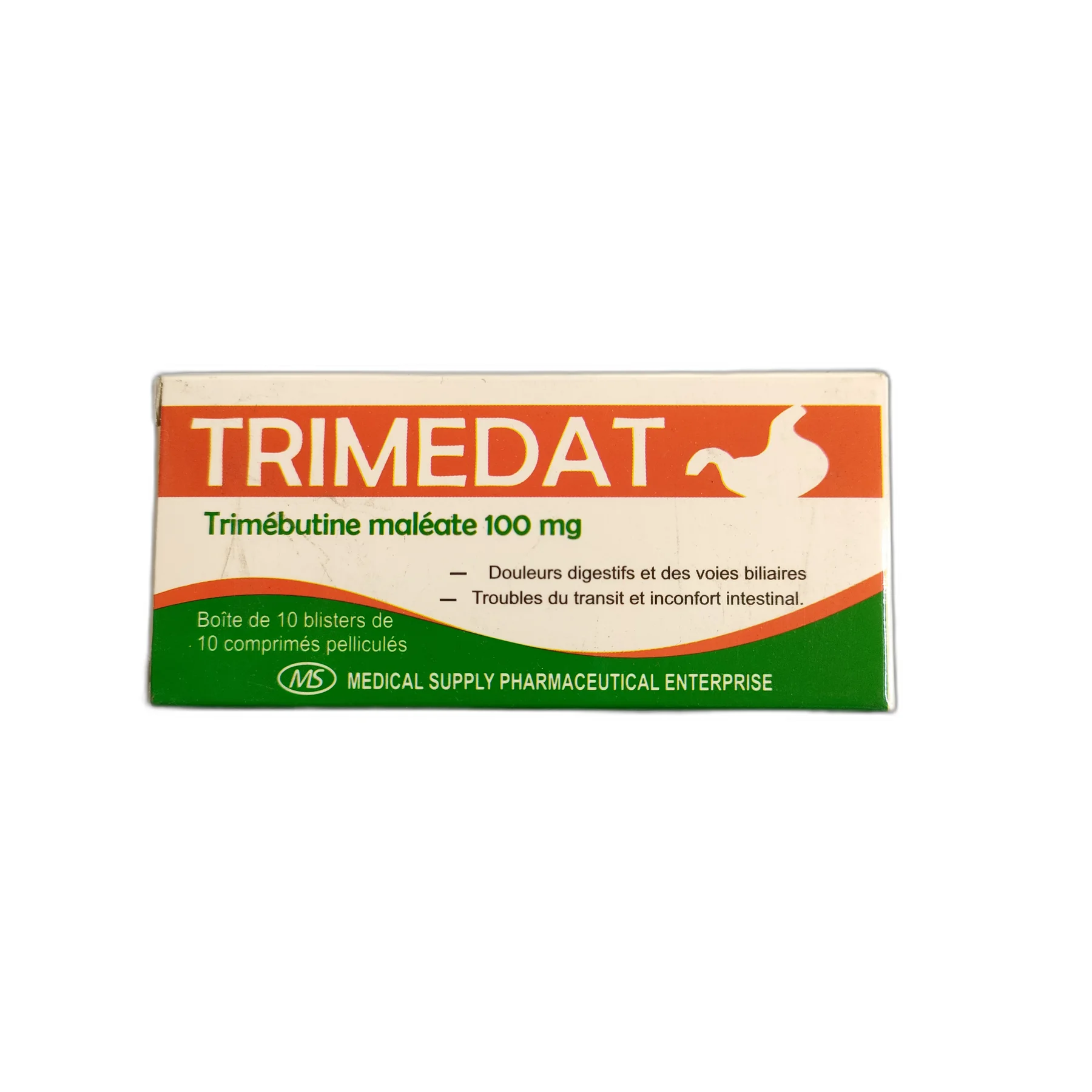 Trimebutine Maleate 100 mg tablets — available at pharmacies in Cambodia on PharmKulen