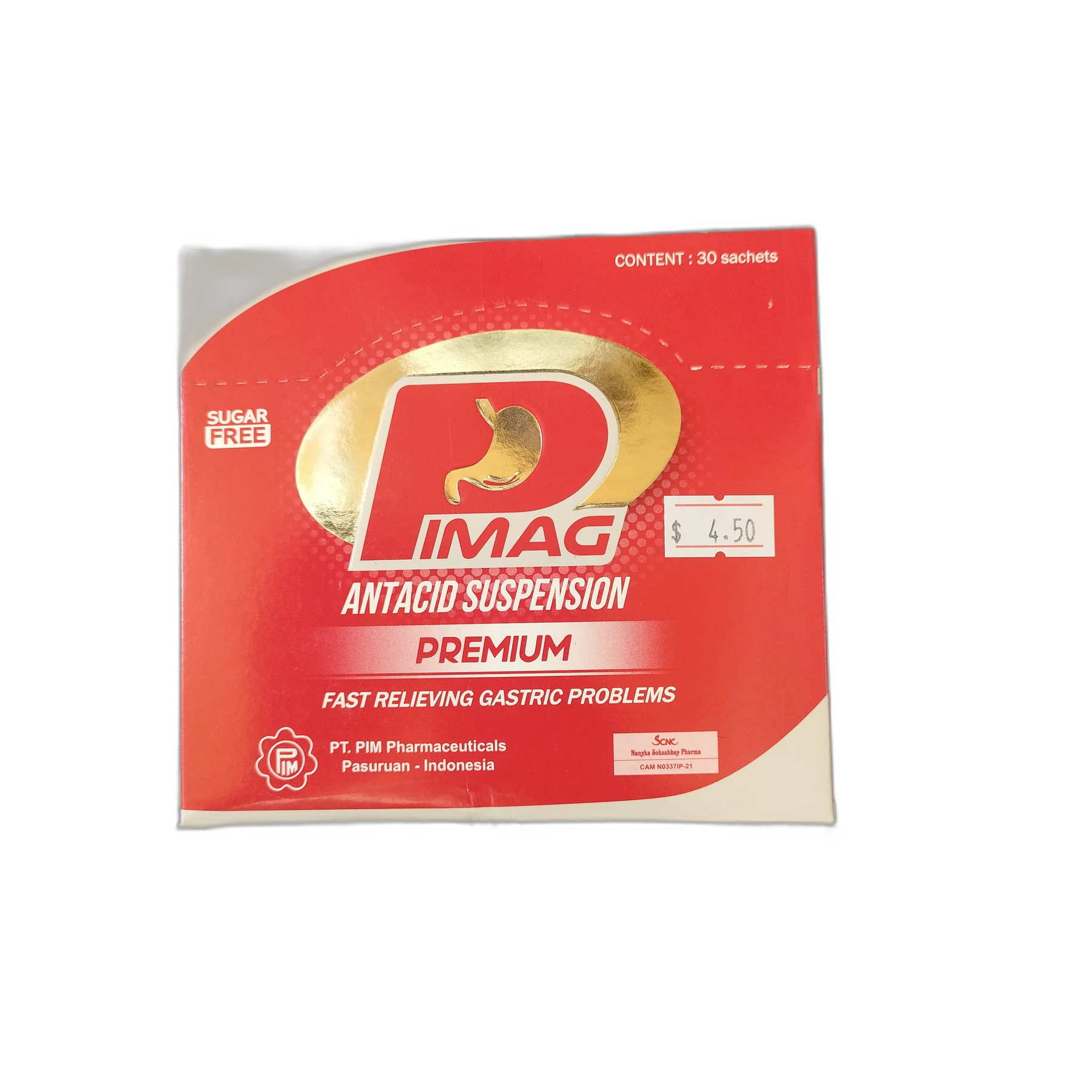 Pimag Premium Antacid Suspension — available at pharmacies in Cambodia on PharmKulen
