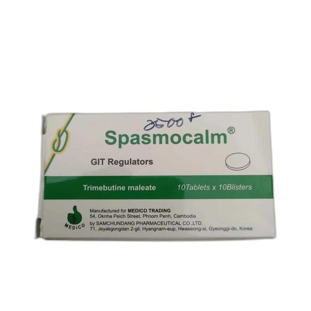 Spasmocalm — available at pharmacies in Cambodia on PharmKulen