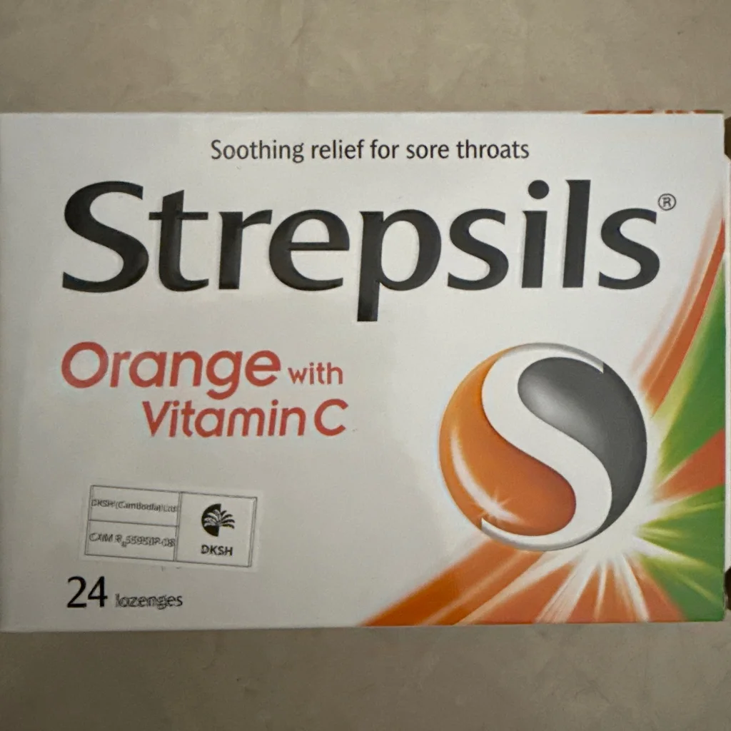 Strepsils Orange — available at pharmacies in Cambodia on PharmKulen