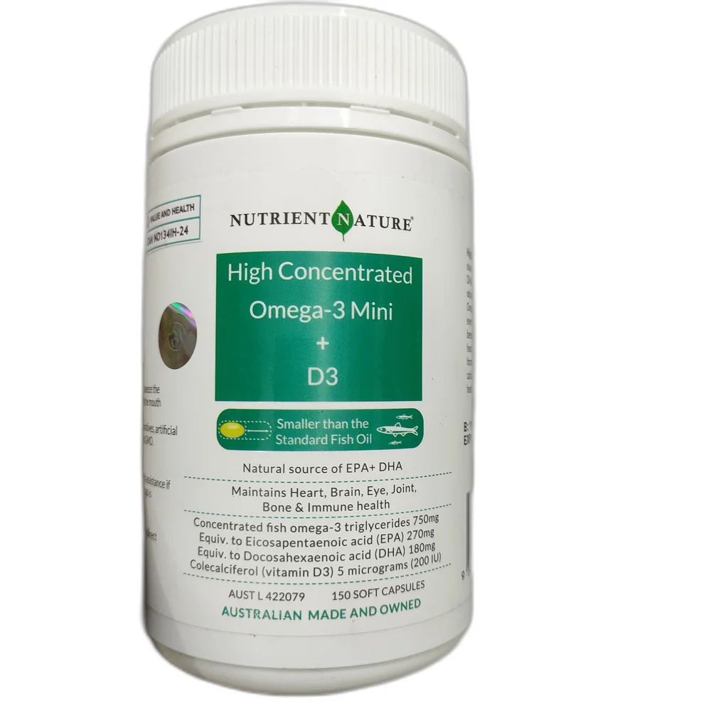 Nutrient Nature High Concentrated Omega-3 Mini + D3 — available at pharmacies in Cambodia on PharmKulen