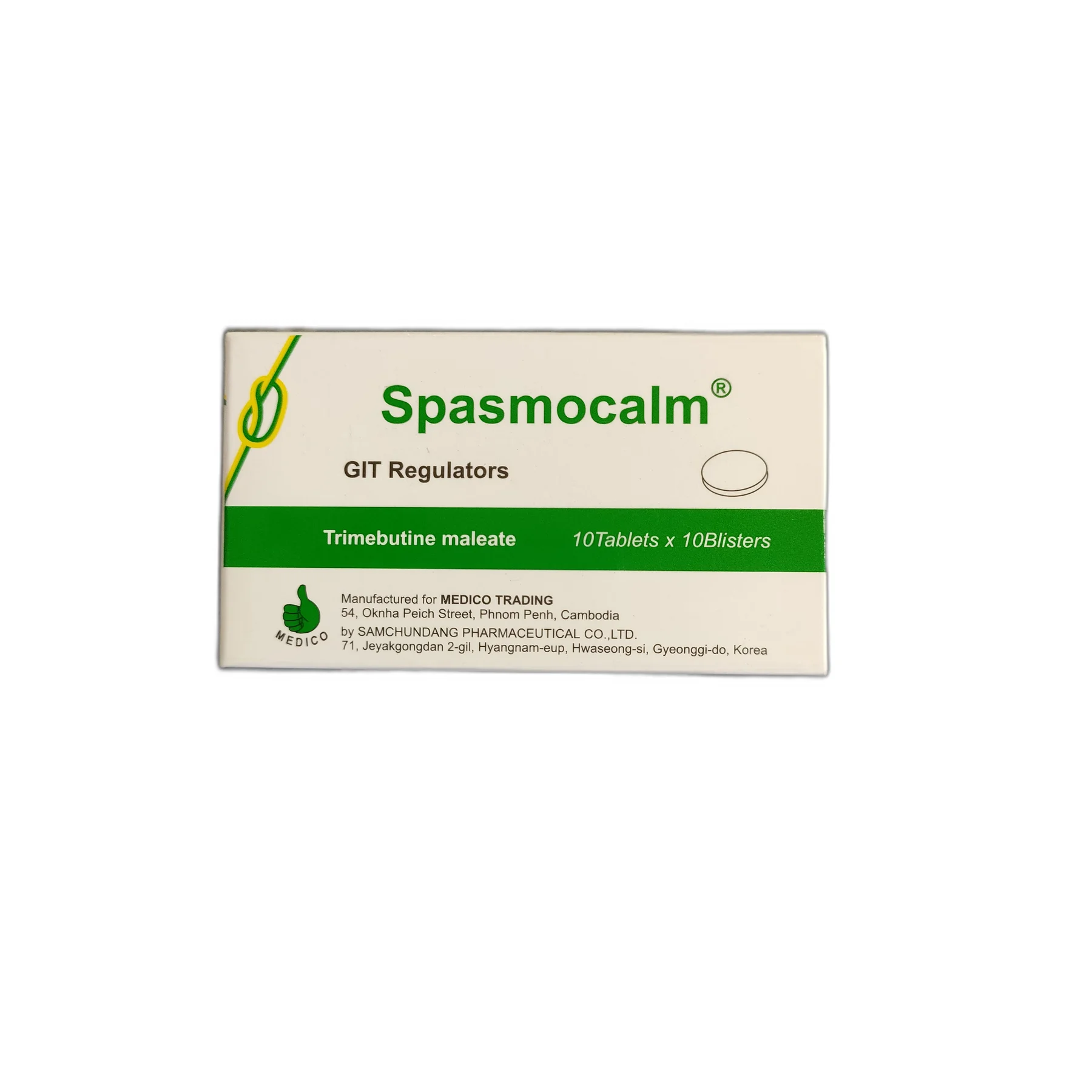 Spasmocalm — available at pharmacies in Cambodia on PharmKulen