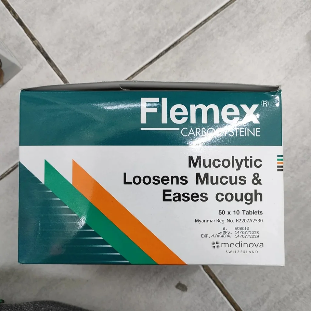 Flemex Carbocysteine — available at pharmacies in Cambodia on PharmKulen