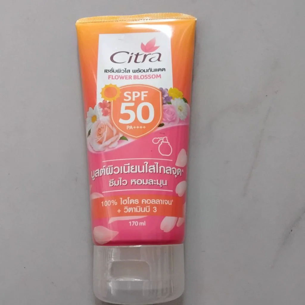 Citra Flower Blossom Body Serum Lotion SPF 50 PA+ — available at pharmacies in Cambodia on PharmKulen