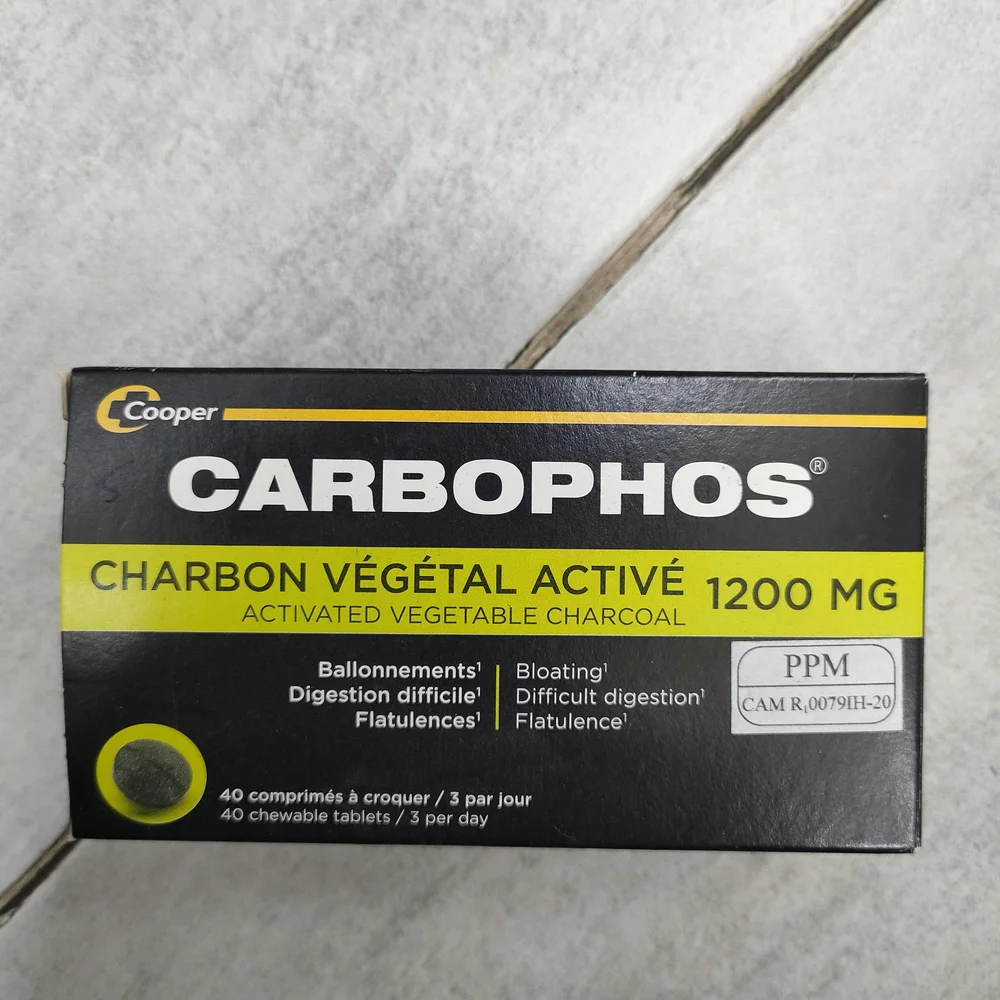 Carbophos Charbon Végétal Activé 1200mg — available at pharmacies in Cambodia on PharmKulen