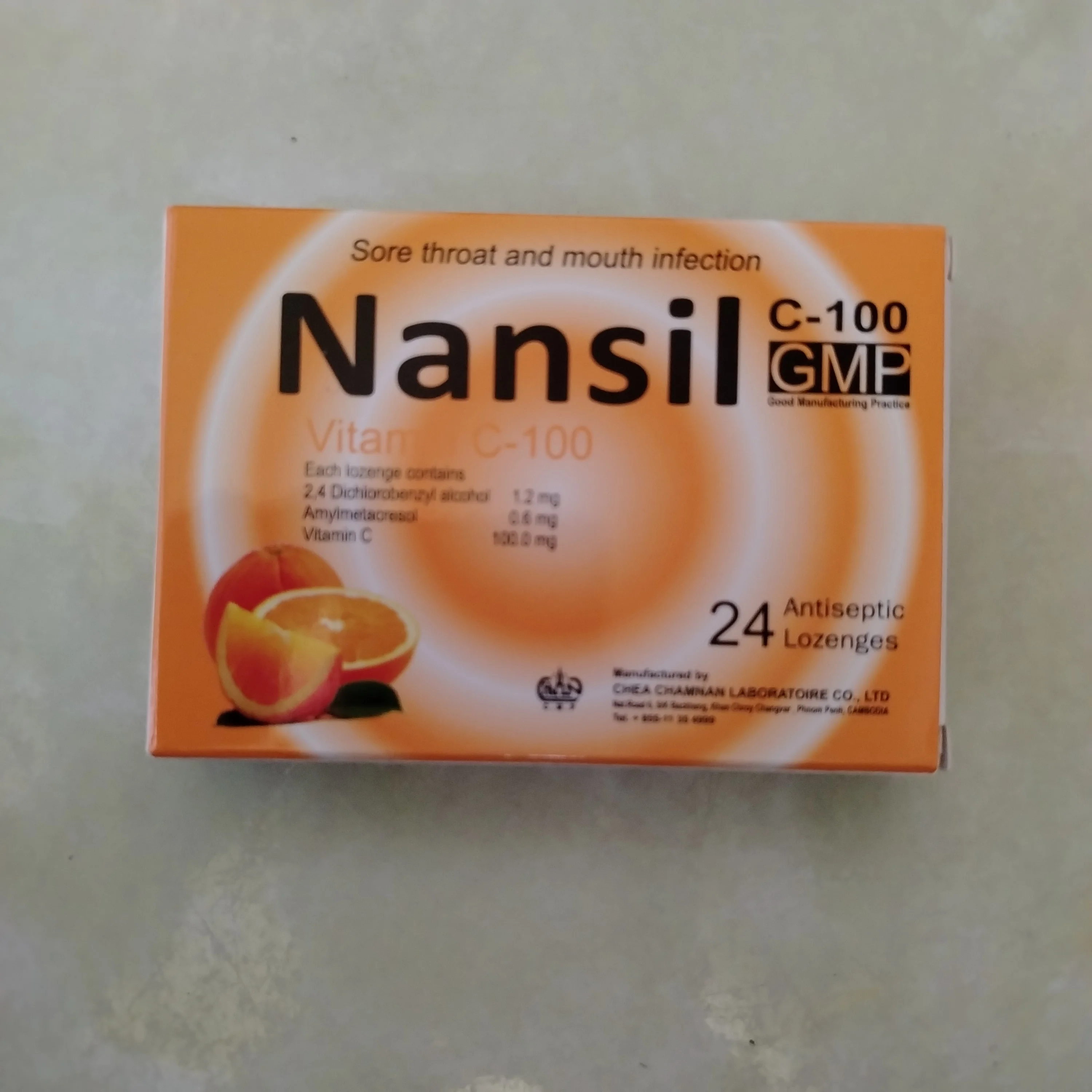 Nansil C-100 — available at pharmacies in Cambodia on PharmKulen