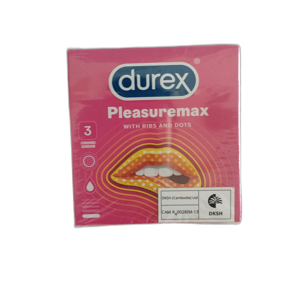 Durex Pleasuremax Ribbed and Dotted Condoms — available at pharmacies in Cambodia on PharmKulen