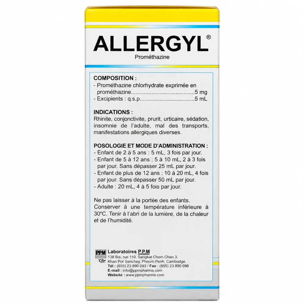 Allergyl Promethazine Syrup — available at pharmacies in Cambodia on PharmKulen