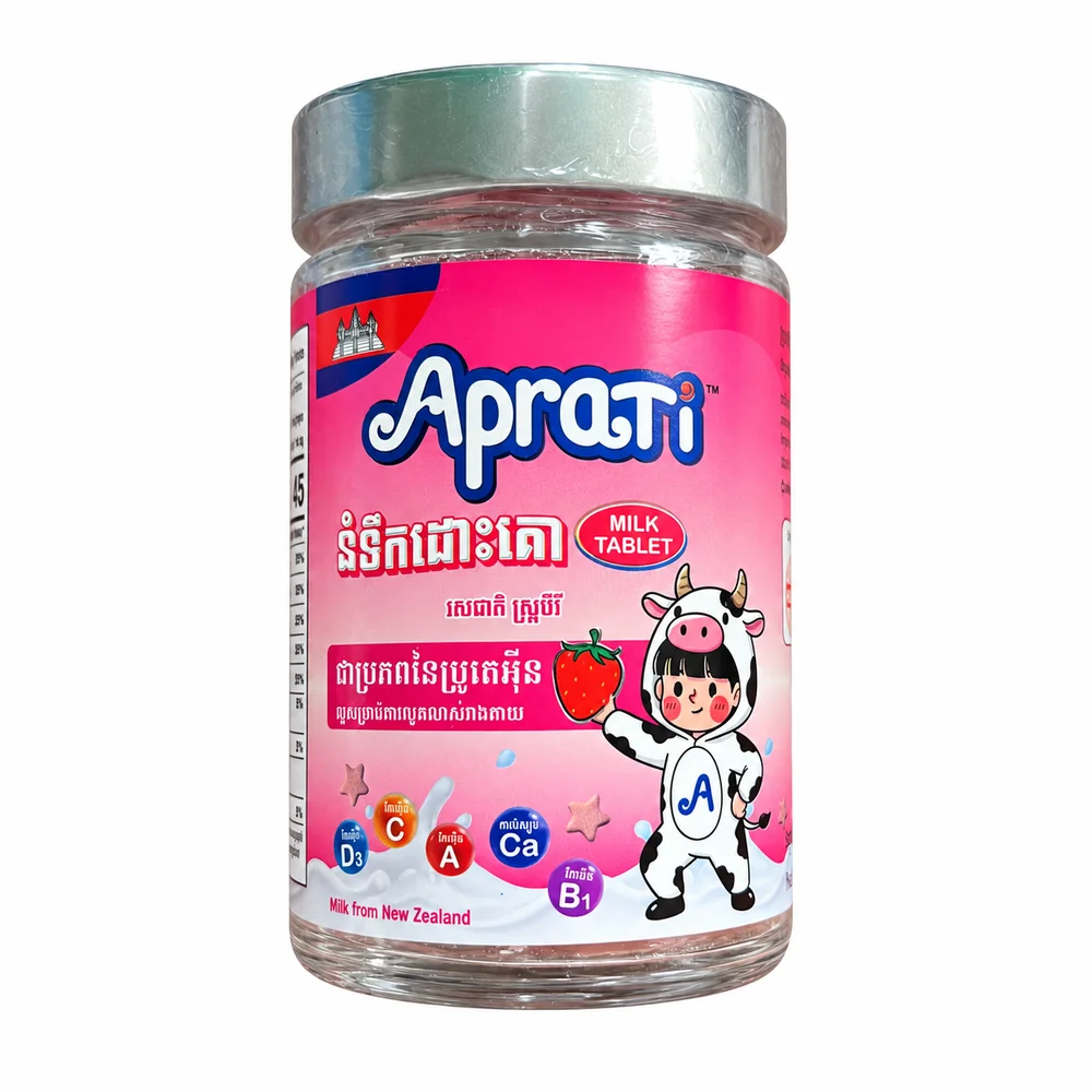 Aprati Strawberry — available at pharmacies in Cambodia on PharmKulen