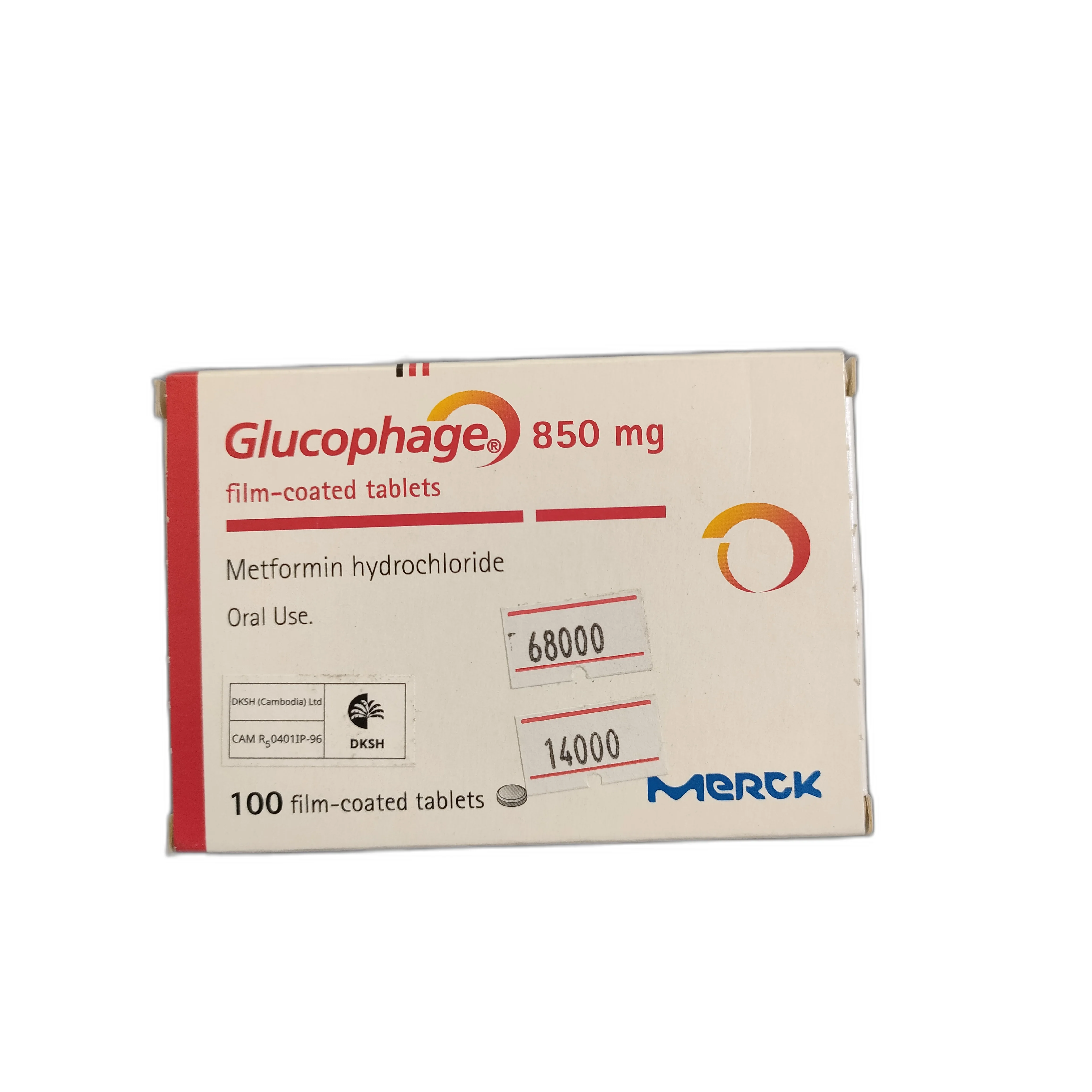 Glucophage 850 mg — available at pharmacies in Cambodia on PharmKulen