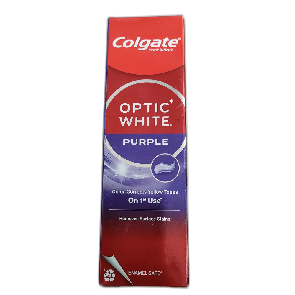 Colgate Optic White Purple Toothpaste — available at pharmacies in Cambodia on PharmKulen