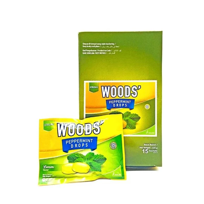 Woods' Peppermint Drops Lemon — available at pharmacies in Cambodia on PharmKulen